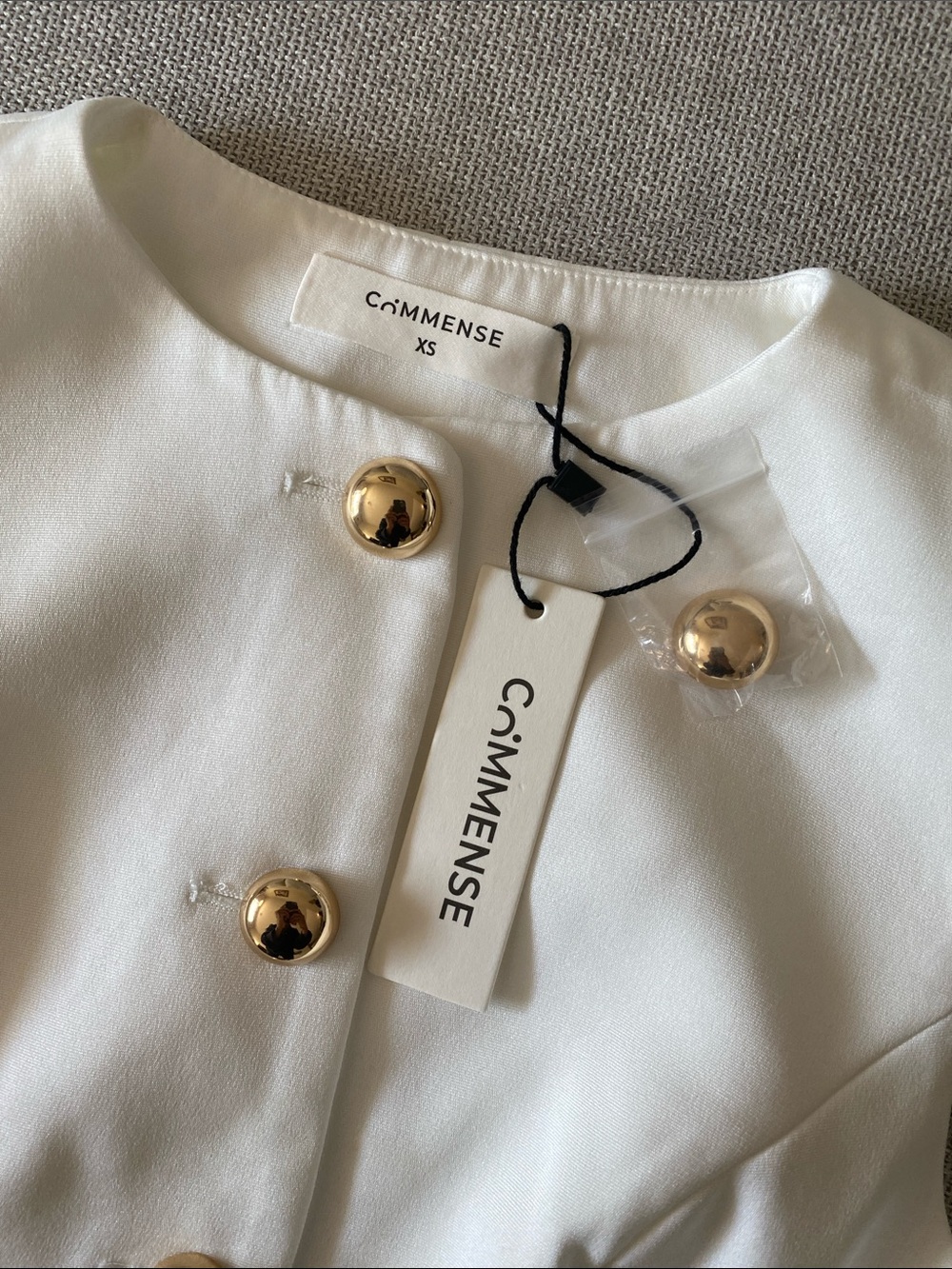 Commense White Tailored Sleeveless Vest Top with Gold Buttons - Picture 2 of 6